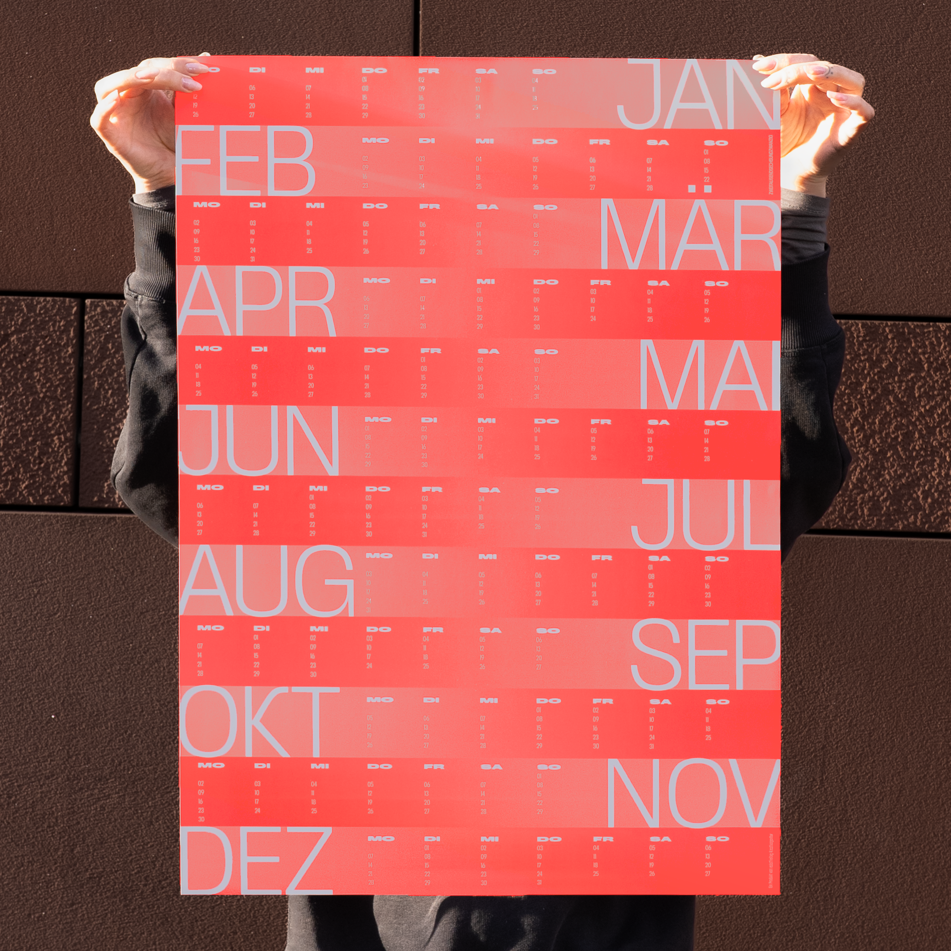Design-Wandkalender 2026 Neon